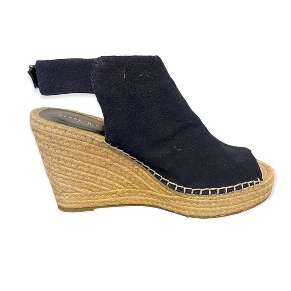 Kenneth Cole Olivia wedge espadrille sandals size 10 leather upper - Picture 1 of 9